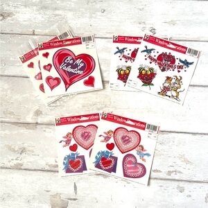 Valentine’s Day Static Cling Window Decorations Bundle Set of 6 Sheets NEW